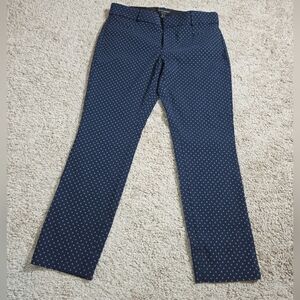 Banana Republic Sloan Crop Pants Women's Size 2P Blue White Dot  570593-00